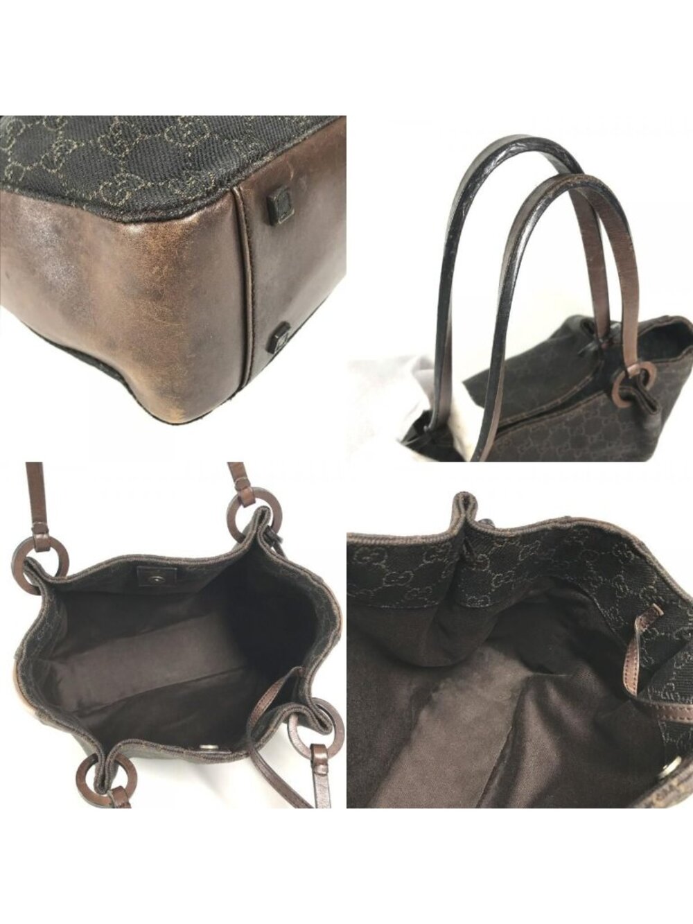 Gucci Shoulder Bag GG Logo Leather Canvas Brown - Picture 8 of 9